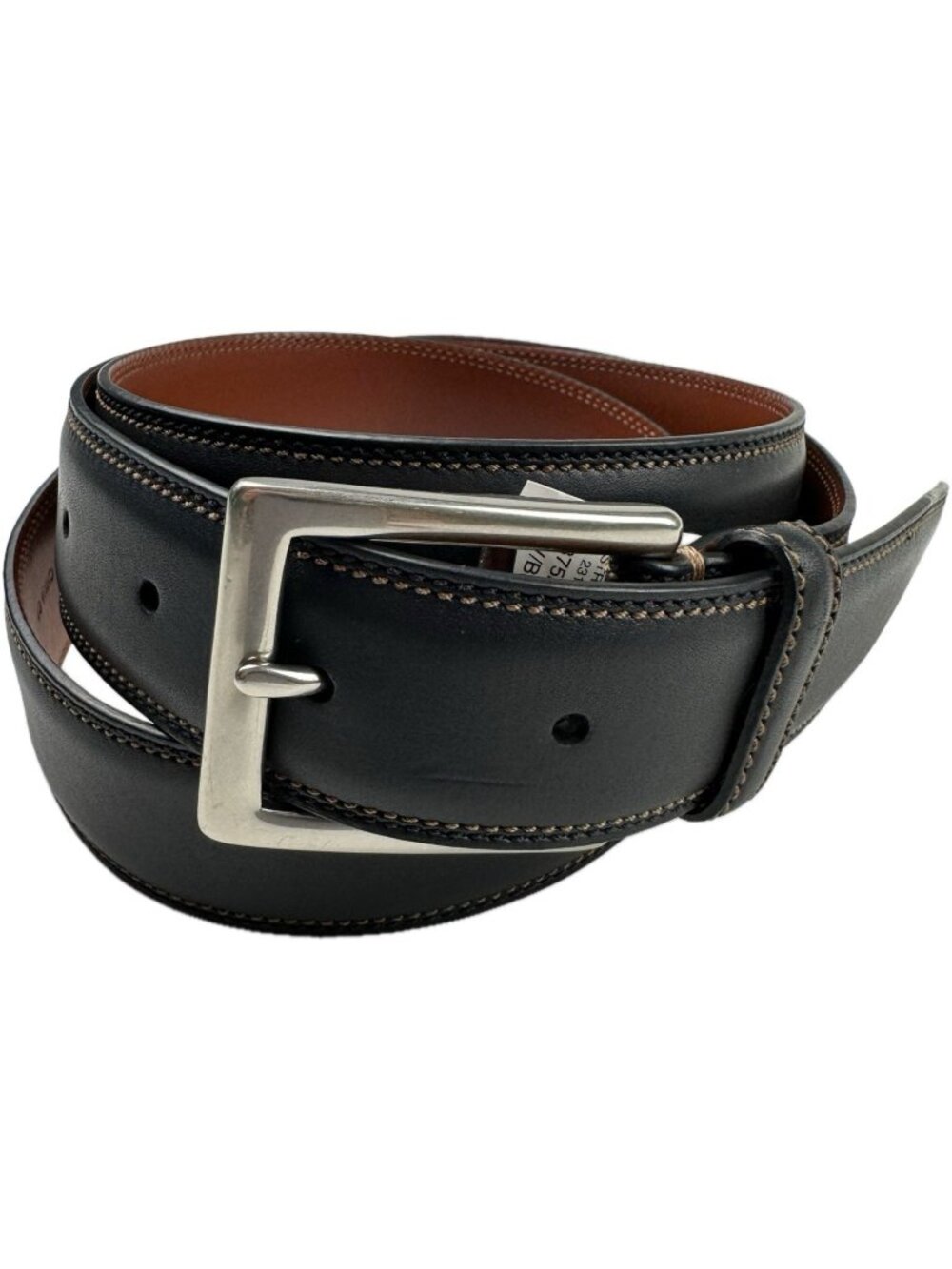 Coach 3752 Mens Dress Belt 42 Black Calfskin Leather Nickel Brass Buckle